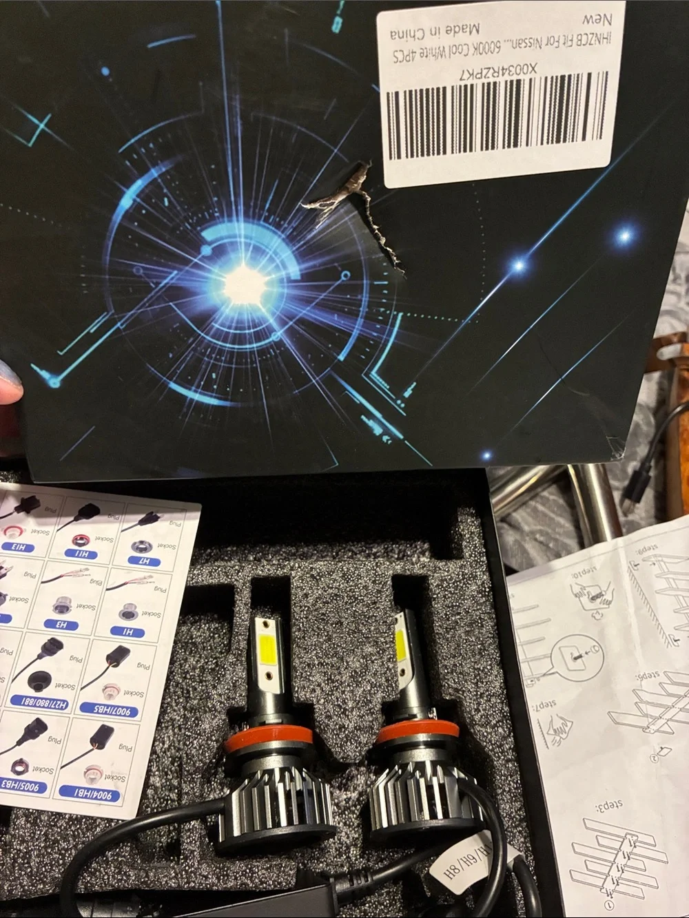 #449| Qty 2 New High-Power LED Headlight Bulbs - Black easy to insall